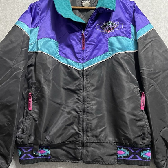 VTG Arctic Cat Western ArcticWear Snowmobile Jacket Thinsulate Coat Mens L Aztec - Picture 7 of 10